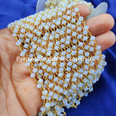 Opalite Beaded Rosary Chain, Rondelle Faceted 3.5-4mm Gold Plated Chain, Jewelry Findings, Rosary Chain Rolls – SELLING BY FOOT
